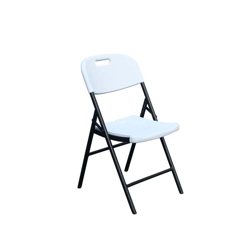 White Contoured Injection Molded Folding Chair with Gray Frame TBCEXP 70544611