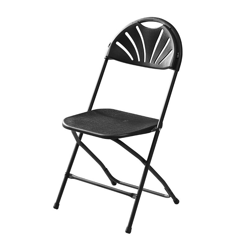 Black Plastic Fan Back Folding Chair 70884511