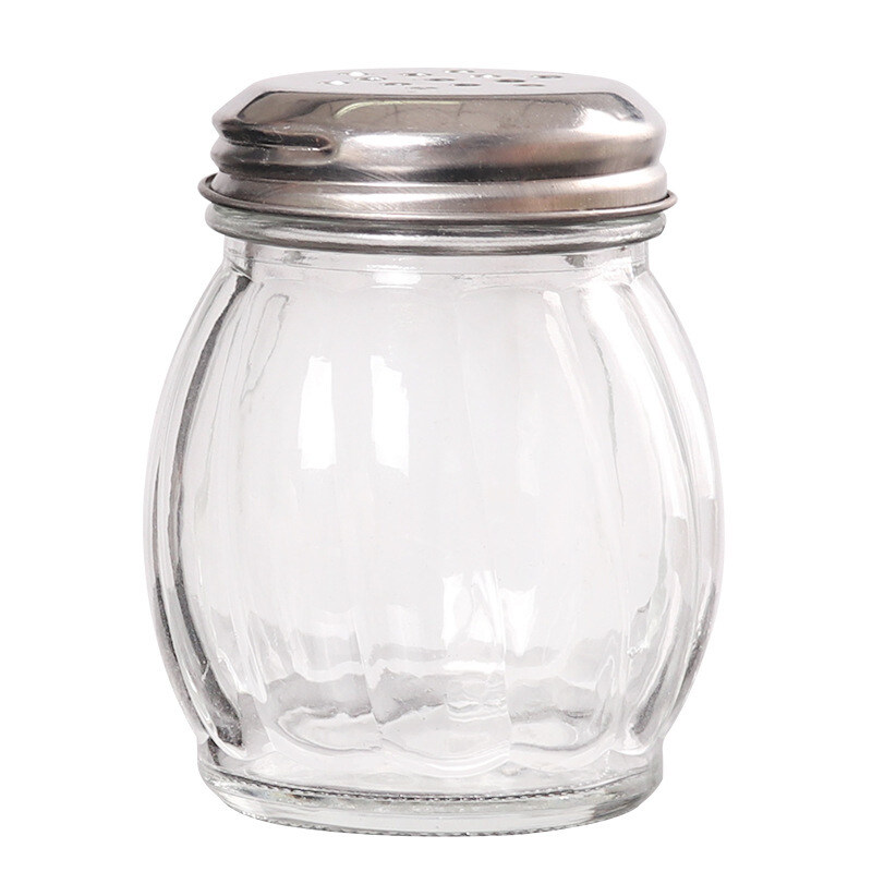 Glass Cheese Shaker with Perforated Chrome-Plated Lid TBCEXP