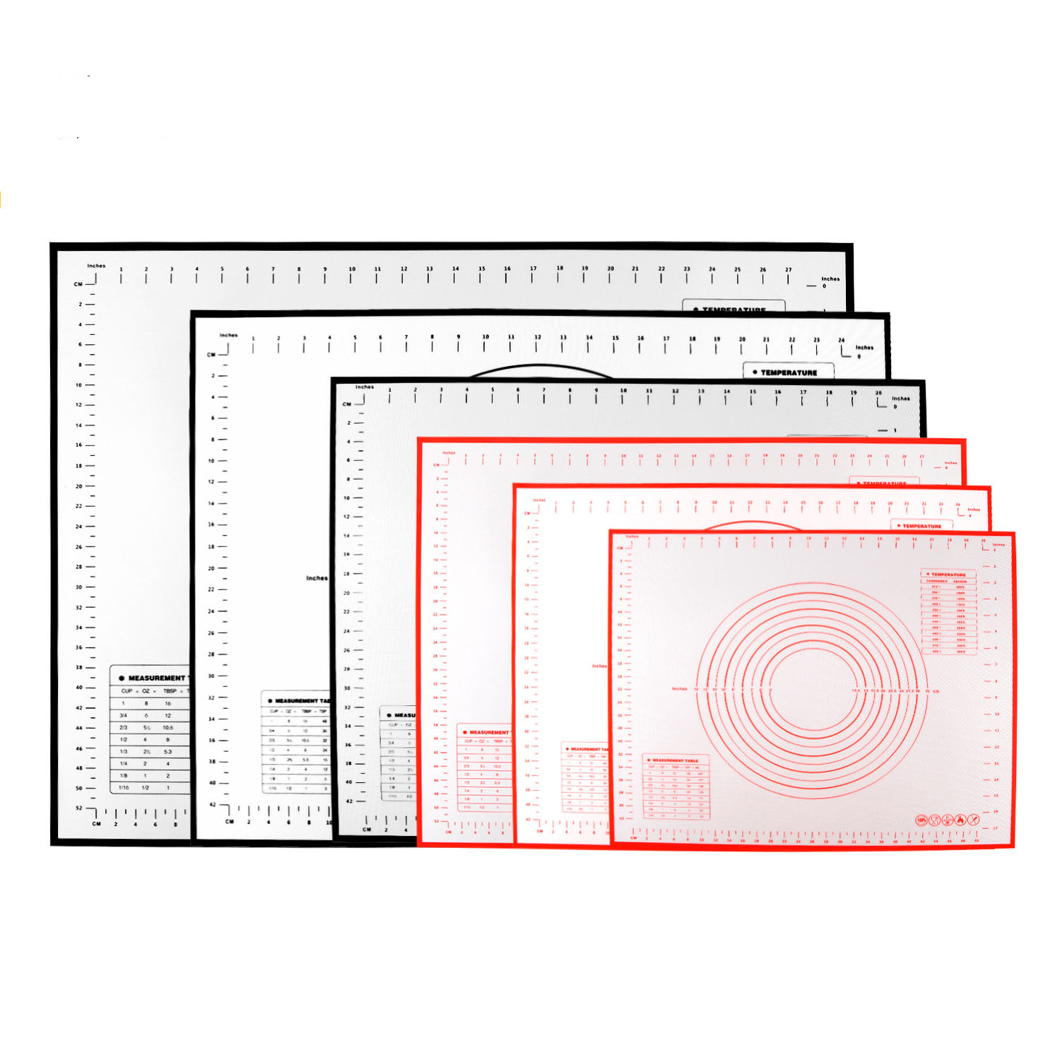 Silicone Non-Stick Baking Work Mat with Circle and Grid Measurements TBCEXP