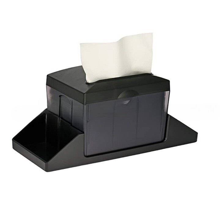 Smoke Black Tabletop Interfold Napkin Dispenser with Condiment Caddy TBCEXP