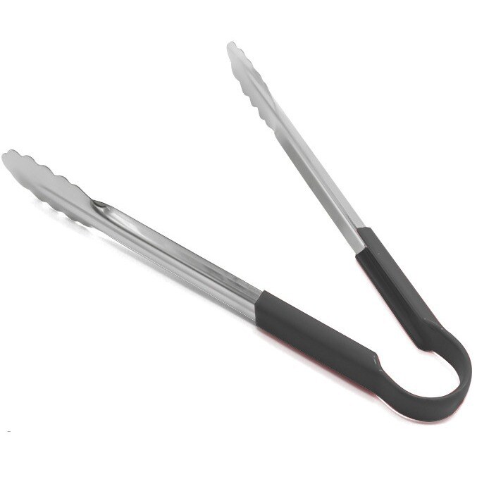 Black Coated Handle Stainless Steel Scalloped Tongs TBCEXP