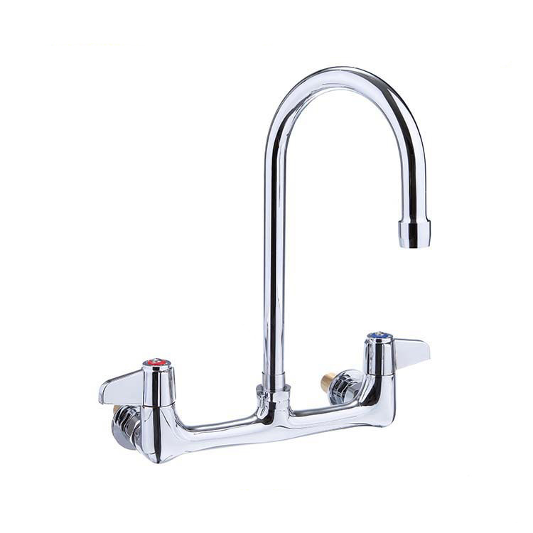 Wall Mount Faucet with 3 12 Swivel Gooseneck Spout and 8 Centers TBCEXP