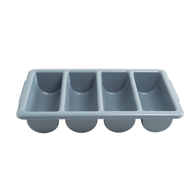 Commercial Products 4-Compartment Plastic Cutlery Bin, Gray, Supplies for Restaurant Kitchen Use TBCEXP