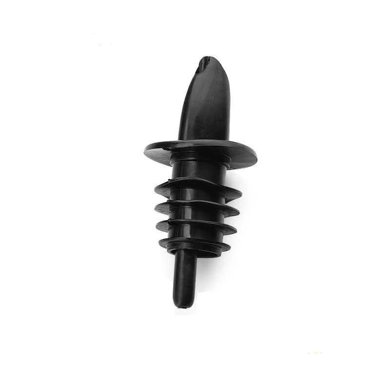 Short Free Flow Black Liquor Pourer with Collar - 12/Pack