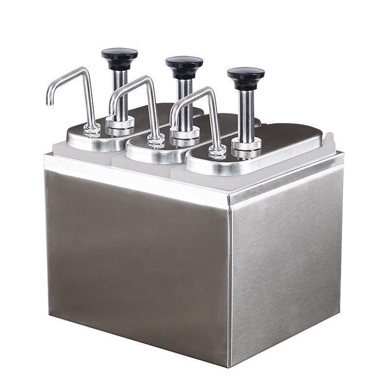 Stainless Steel Condiment Dispenser - 3 Stainless Steel Pumps with Adjustable Portion Control TBCEXP